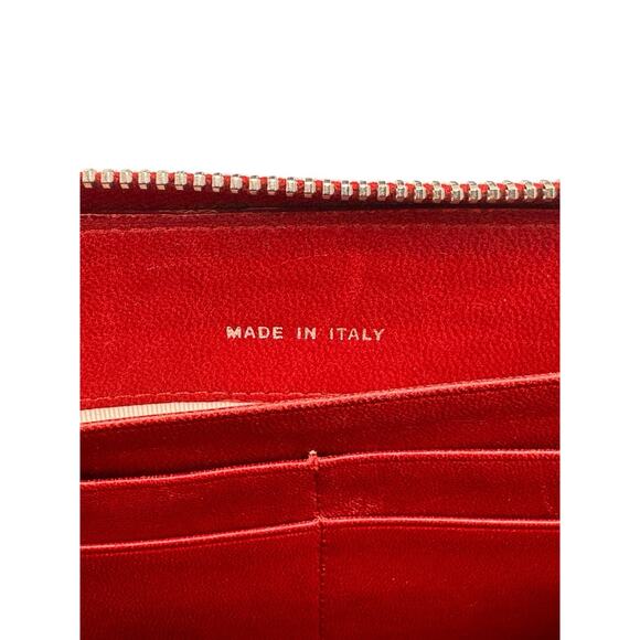 2.55 Long Wallet Distressed Leather Zip Around Purse Authentic In Red - Picture 10 of 14